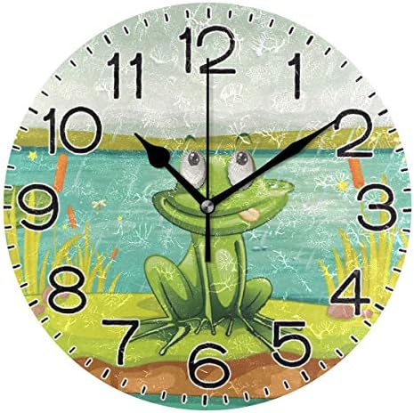 ALAZA Frog and Water Wall Clock Battery Operated Non Ticking Silent Quartz by ALAZA