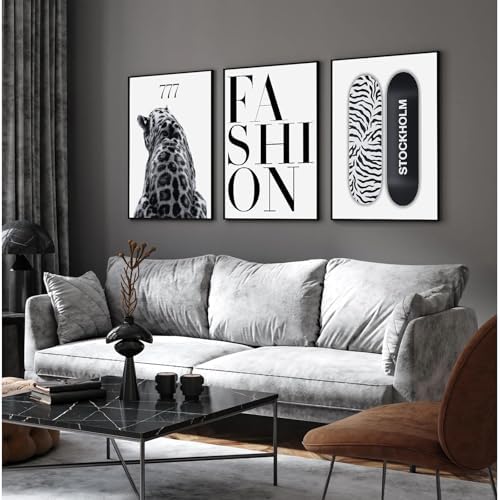 Youillne Trendy Leopard Wall Art Black White Cheetah Wall Decor Fashion - Image 4