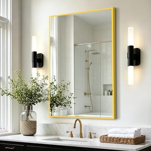 Bathroom Vanity Mirror for Over Sink, 30x20 Inch Matte Gold Mirror by Unknown