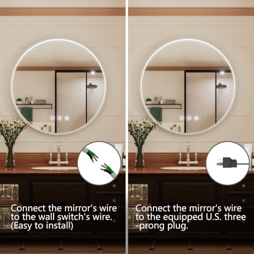36" Silver Round LED Bathroom Mirror - Image 6