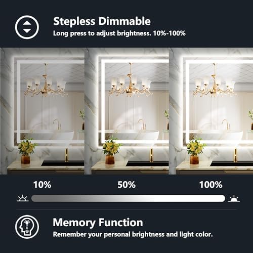 44x36 LED Bathroom Mirror with Lights, Lighted Vanity Mirror - Image 3