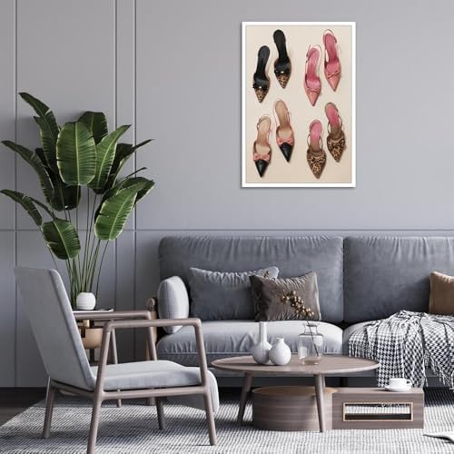 Pink Heel Leopard Posters Trendy Bow Leopard Heels Canvas Wall Art Coquettish - Image 6