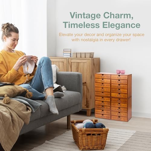 Fully Assembled Modular Stackable 20-Drawer Set of 4 Retro Wood Countertop - Image 4