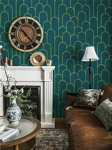 Yasinet Peel and Stick Wallpaper Green and Gold Wallpaper Modern Dark Green - Image 2