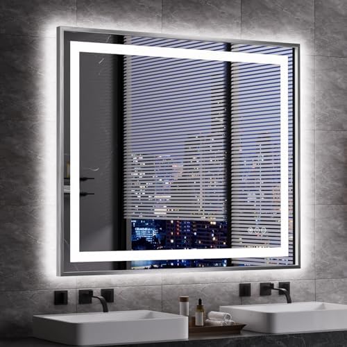 Amorho LED Bathroom Mirror 48"X40", Front Light and Backlit by Amorho