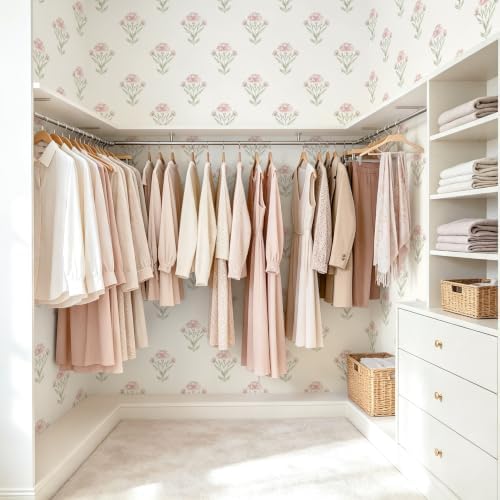 Safiyya Floral Peel and Stick Wallpaper Boho Removable Pink Green Girls Wall - Image 6