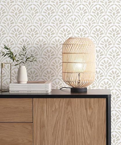 Hopepak Beige Wallpaper Peel and Stick Boho Geometric Sector Contact Paper - Image 5