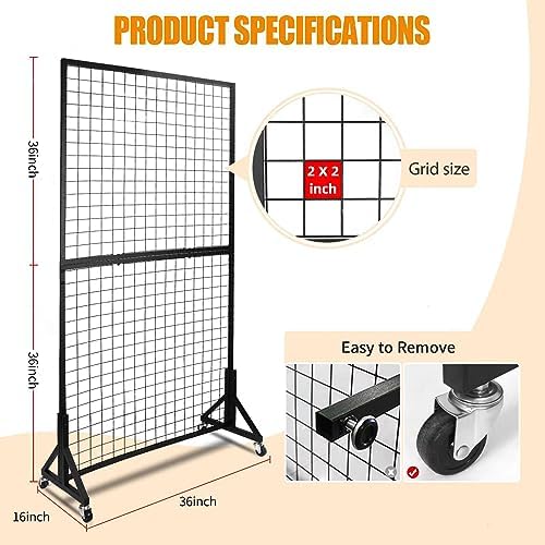 NectaCol 1 Pack 3'x 6' Two-Double Gridwall Panel Display Racks - Image 3