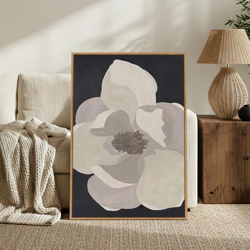 Large Framed Neutral Black and White Floral Wall Art, 1 Piece 24x36 In - Image 5