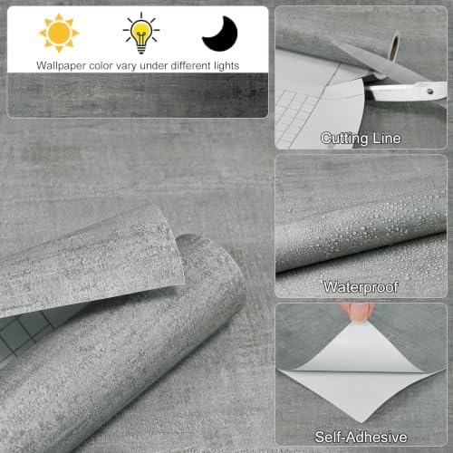 Light Gray Modern Concrete Wallpaper Peel and Stick Contact Paper 15.7"x472" - Image 4