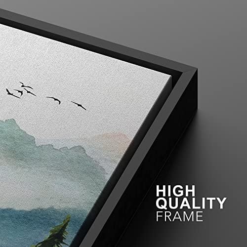 MUDECOR Framed Canvas Print Wall Art Set Watercolor Pastel Mountain Range Pine - Image 5