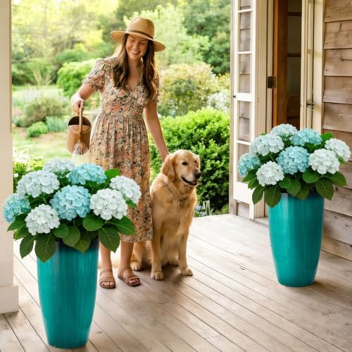 Autodaya 24" Faux Ceramic Large Planters - Image 3