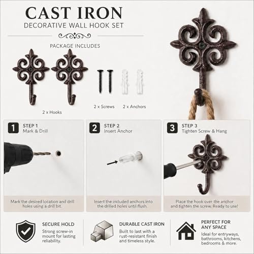 iobiotio Vintage Cast Iron Wall Hook - Image 6