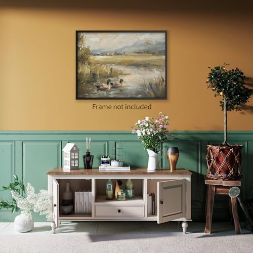 Haitunone Mallard Duck Pond Poster Animal Farmhouse Canvas Wall Art Vintage - Image 3