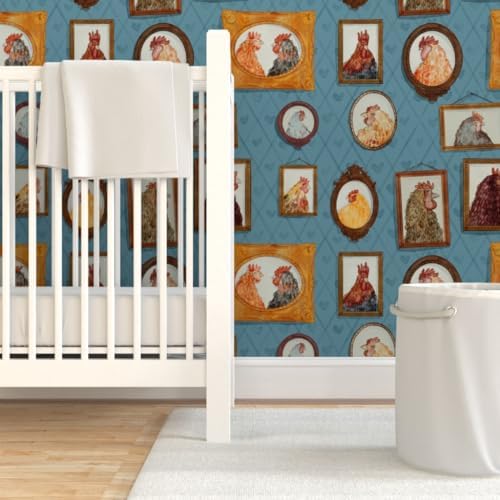 Spoonflower Chickens Farm Peel and Stick Removable Wallpaper - Image 6