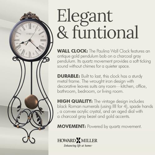 Howard Miller Paulina Wall Clock – Wrought Iron Frame, Roman Numeral Dial - Image 4