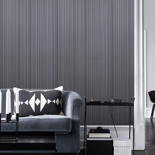 CAX Dark Grey Grasscloth Peel and Stick Wallpaper Texture Contact Paper - Image 2