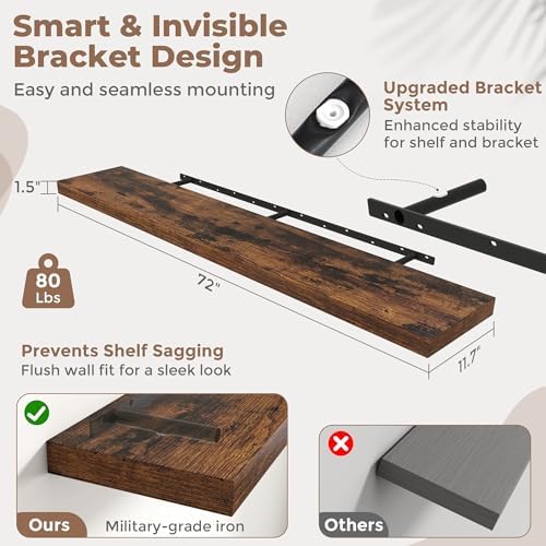 72 Inch Floating Shelves for Wall - Image 3