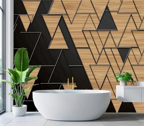 Modern 3D Geometric Wood Triangle Wallpaper Peel Stick - Image 4