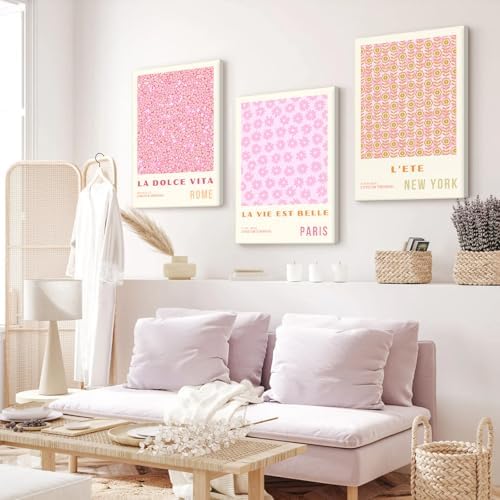 Pink Flower Market Wall Art Decor Aesthetic Abstract Canvas Floral Minimalist - Image 6