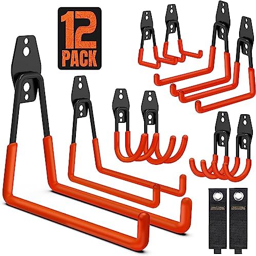 Garage Hooks, 12 Pack Wall Storage Hanger by SMARTOLOGY