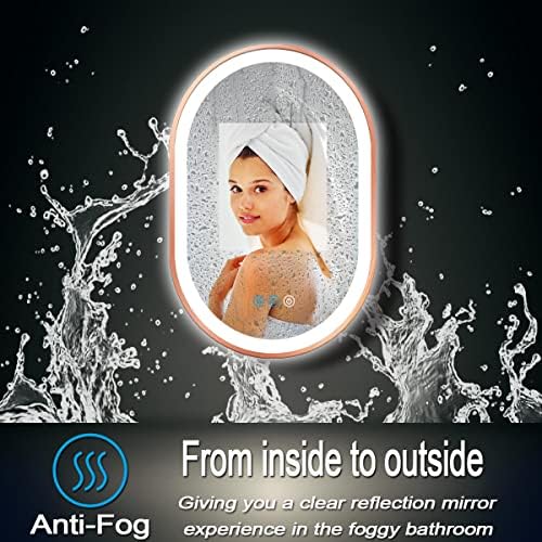 32 X 20 Inch Rose Gold LED Oval Mirror - Image 3