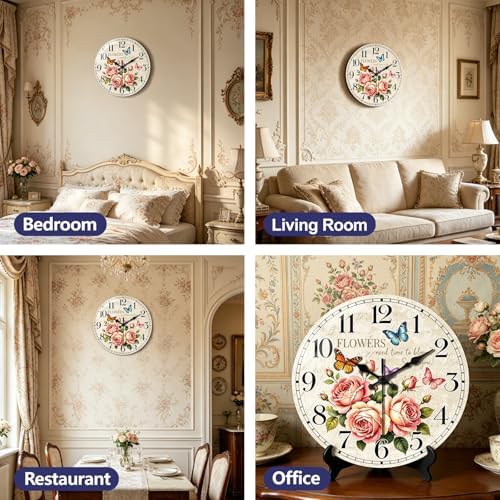 peacoblue Vintage Flowers Wall Clocks Battery Operated - Image 6