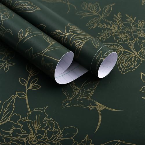 Froluya Green and Gold Peel and Stick Wallpaper by Froluya
