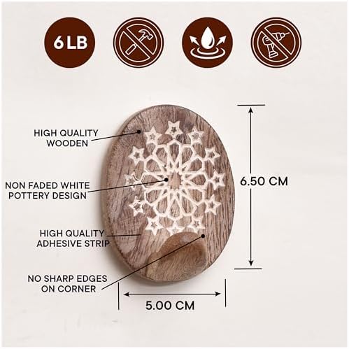 Indian Shelf 24 Piece Wooden Adhesive Wall Hooks - Image 3