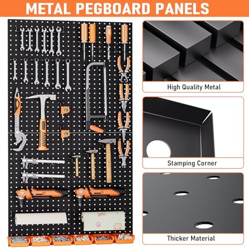 INCLY 48x24 Inch Metal Peg Board Kit 1/4" Pegboard Hooks Accessories - Image 4