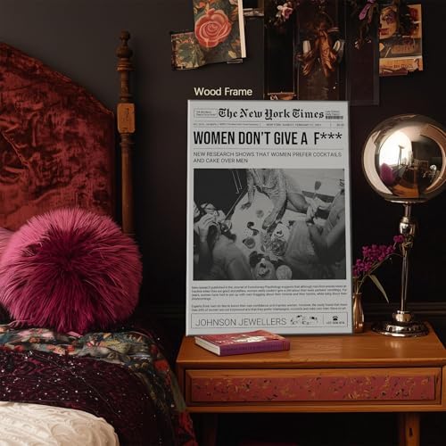 Vintage Black And White Wall Art 12x16in Wooden Framed Trendy Girly Newspaper - Image 2