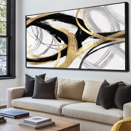 Abstract Wall Art Pictures for Living Room Gold Wall Decor Line Art for Bedroom by SOUGUAN