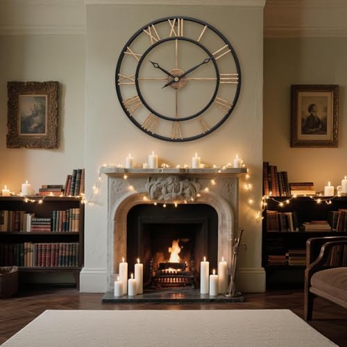 16 Inch Metal Vintage Gold Roman Numerals Round Large Wall Clock - Image 4