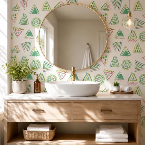 Vinjiasin Green Geometric Peel and Stick Wallpaper, Modern Abstract Triangle - Image 4