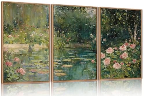 FWIEXA Monet Floral Framed Canvas Wall Art Set, Impressionist Botanical Garden by FWIEXA