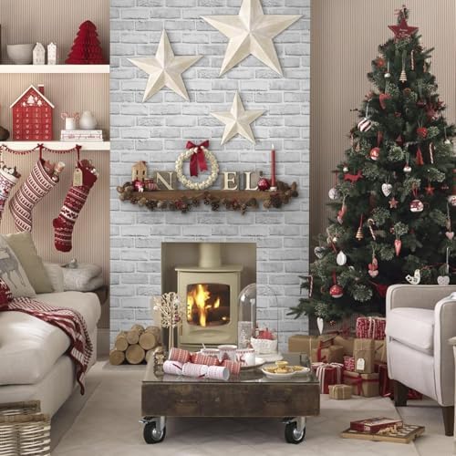 White Brick Wallpaper Peel and Stick 17.5''x 393.7'' Faux Stone Wall Paper - Image 5