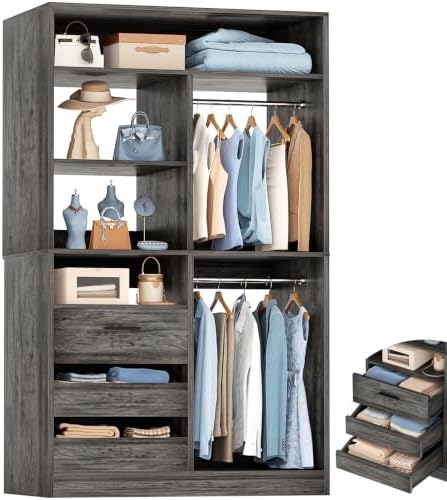 iSunirm 3FT Closet System with 6 Shelves, Wood Walk-in Closet with Closed & 2 by iSunirm