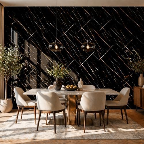 Black Gold Marble Peel and Stick Wallpaper, 47.2 x 118 in - Image 7