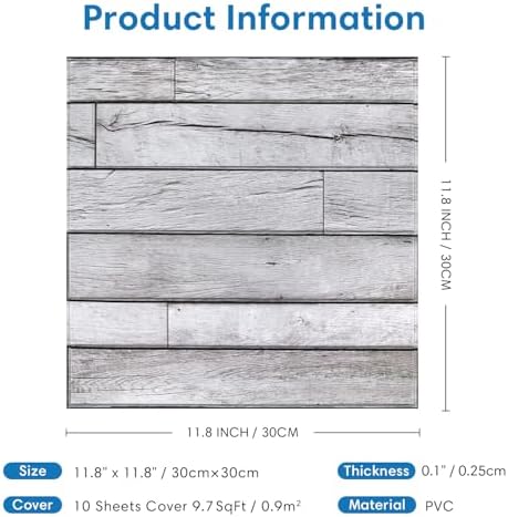 COMSTICKC 3D Faux Wood Wall Sticker Shiplap Peel and Stick - Image 4