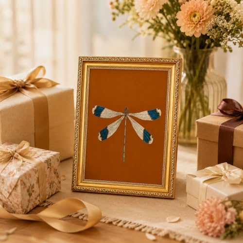 Gold Framed Dragonfly Wall Art, Antique Insect Picture Wall Decor11x9in - Image 7