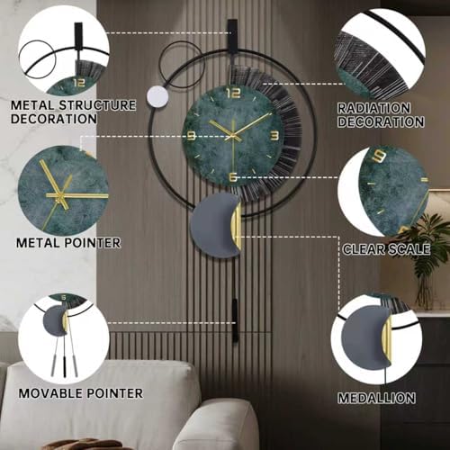 SIN&MI Large Wall Clocks for Living Room, Silent Non-Ticking Quartz Battery - Image 3