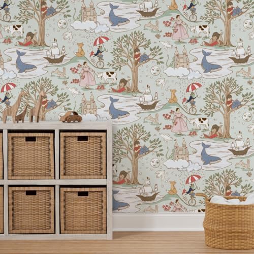 Spoonflower Whimsical Fairytale Peel and Stick Wallpaper - Image 7