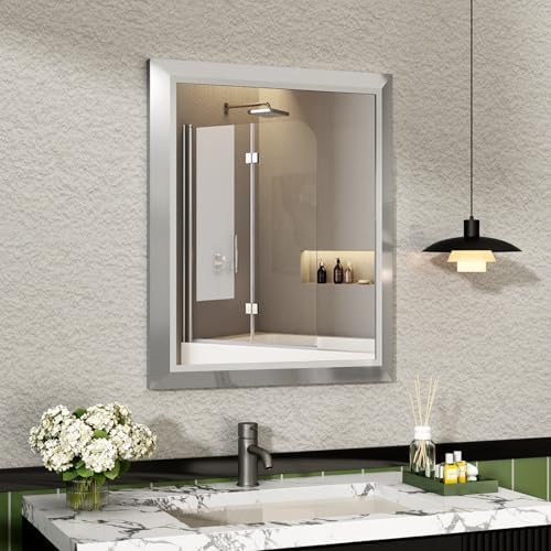 SMIROR 24x28 Brushed Silver Bathroom Vanity Mirror by SMIROR