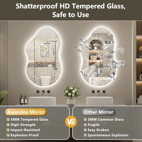 48x26 Asymmetrical LED Mirror for Bathroom Lighted Vanity Mirror - Image 6