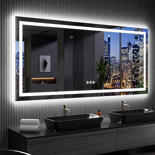 LOAAO 84X32 Inch RGB LED Bathroom Mirror by LOAAO