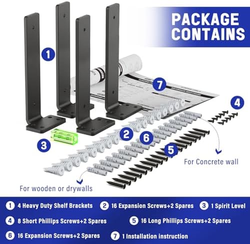Goovilla Shelf Bracket, Floating Shelf Brackets 10 inch Long, 4 Pack - Image 6
