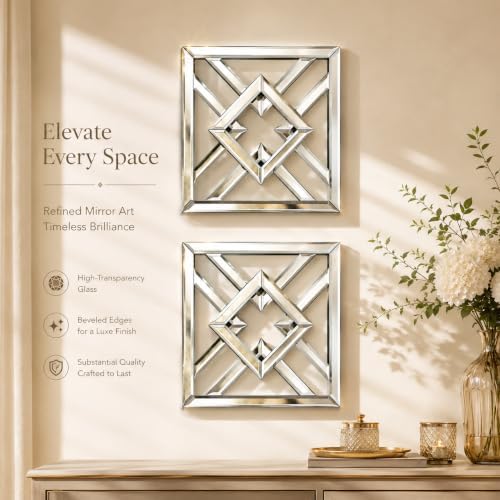 Square Decorative Wall Mirror 12 x 12 Inch, Modern Wall Mounted Accent Mirror - Image 3