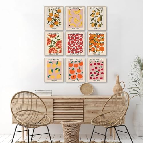 KBKBART Set of 9 Fruit Market Wall Art Prints Poster Kitchen Artwork 8x10in - Image 4