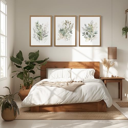 Joocrise Wooden Frame Watercolor Botanical Wall Art Boho Floral Canvas Wall - Image 6