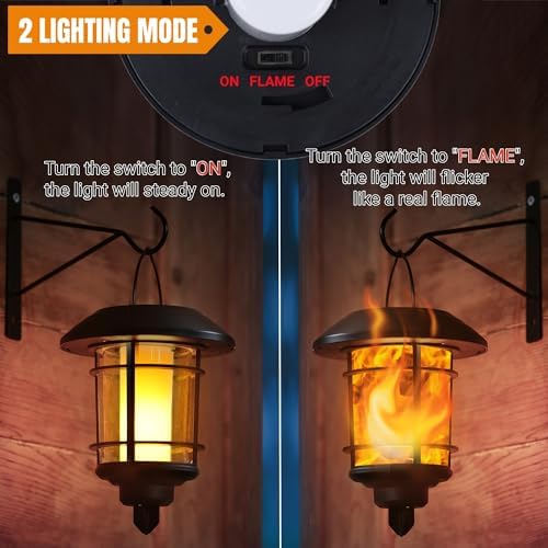 Dynaming 4 Pack Solar Flame Wall Lanterns Outdoor, Solar Powered Wall Mounted - Image 5